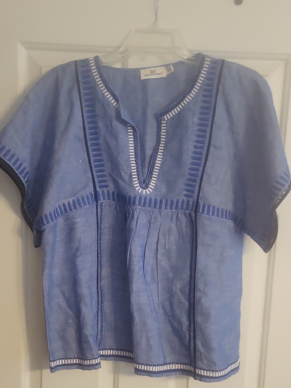 Vineyard Vines Light Blue Embroidered Tunic Top